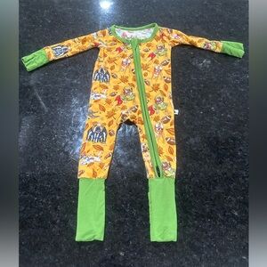 Babalus Newborn Autumn Football Puppies Kids Pajamas built in hand foot covers
